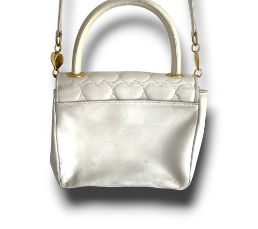 Moschino Vintage Small 2way White Leather Shoulder Bag