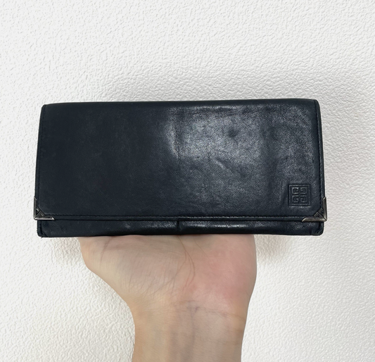 Givenchy Vintage Leather Wallet Black Bifold Card Case