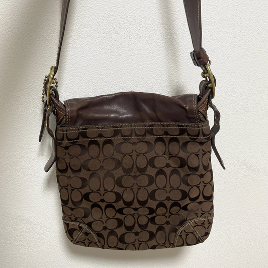 Coach Shoulder Bag Brown Leather & Canvas Vintage