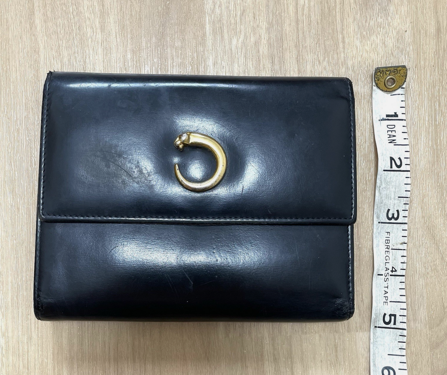 Cartier Panther Black Leather Trifold Wallet
