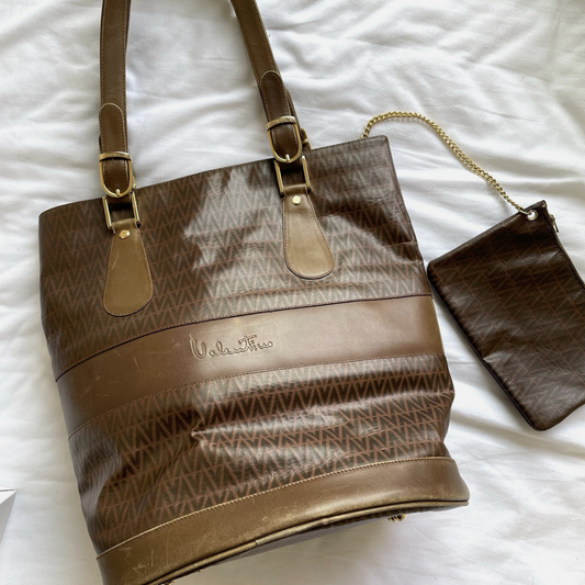 Mario Valentino Vintage Tote Bucket Bag Pochette Pouch