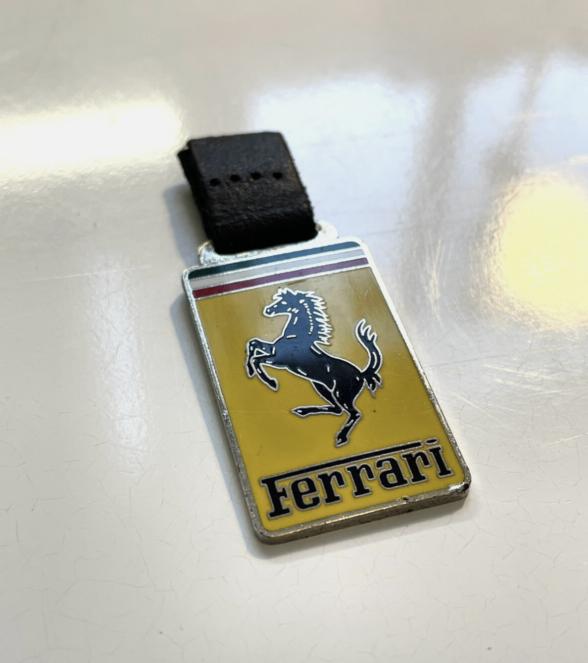 Ferrari Vintage Keyring FOB Enamel Leather
