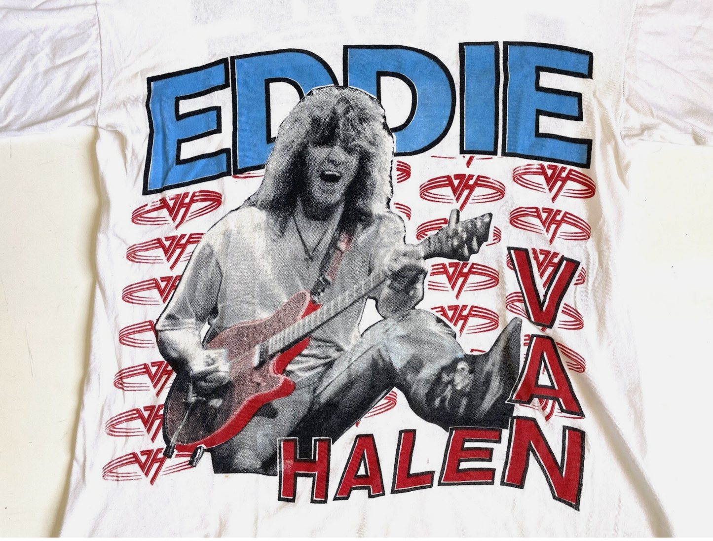 Eddie Van Halen Vintage 1986 White T-shirt AOP Mens L