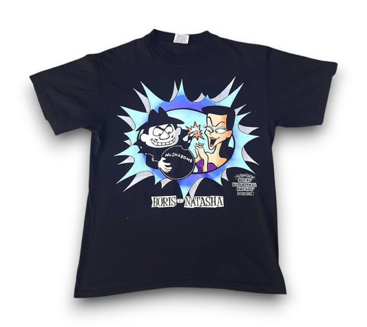 The Adventures of Rocky & Bullwinkle  'Natasha & Boris' 1995 Vintage T-shirt Mens L
