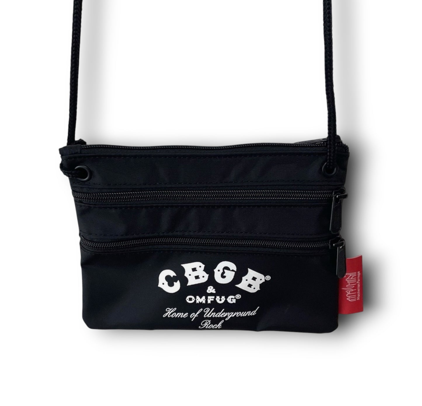 マンハッタンポーテージ CBGB &amp; OMFUG トリプルジッパーポーチバッグ サッチェル ブラック ナイロン NYC