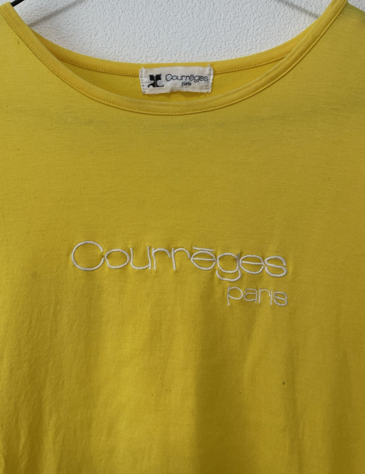 Courreges Paris Vintage T-shirt Top Yellow Ladies M