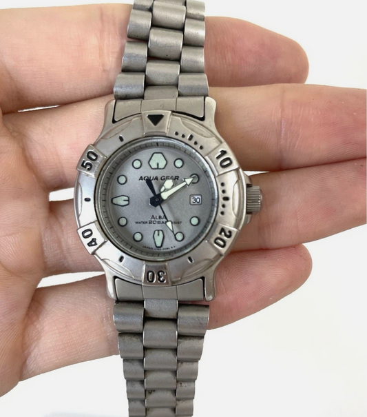 Seiko Alba Aqua Gear V782-0060 Vintage Quartz Dive Watch