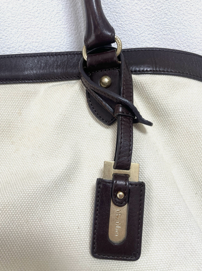 Max Mara Canvas Tote Shoulder Bag Handbag 2way Garden Cabas