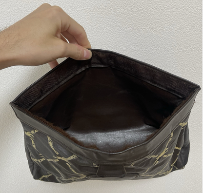 ヴィンテージ ロンシャン バッグ ポーチ ケース トイレタリー 化粧台 レザー モノグラム ブラウン 90年代