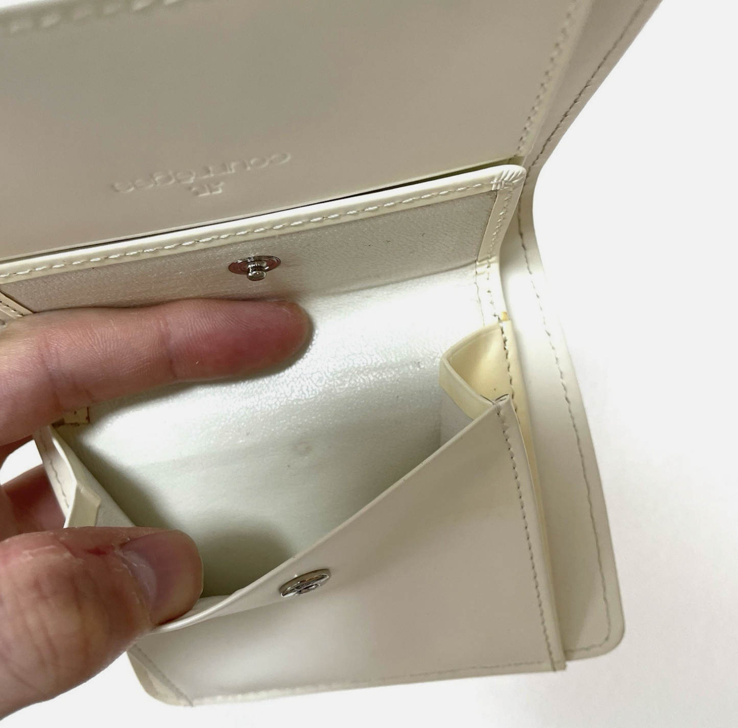 Courreges Vintage Black & White Leather Bifold Wallet Case