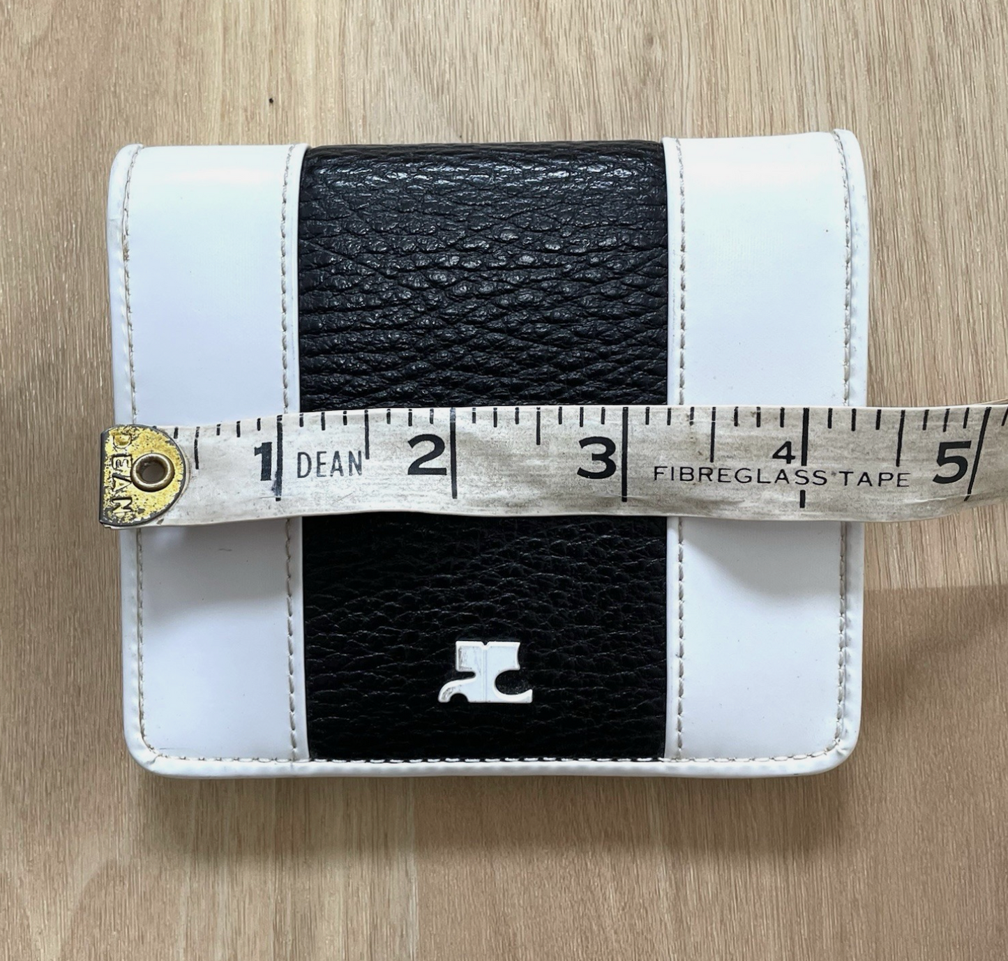 Courreges Vintage Black & White Leather Bifold Wallet Case