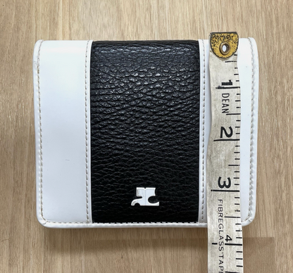 Courreges Vintage Black & White Leather Bifold Wallet Case