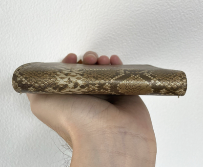 A Bathing Ape Bape Gold Snakeskin Bifold Wallet