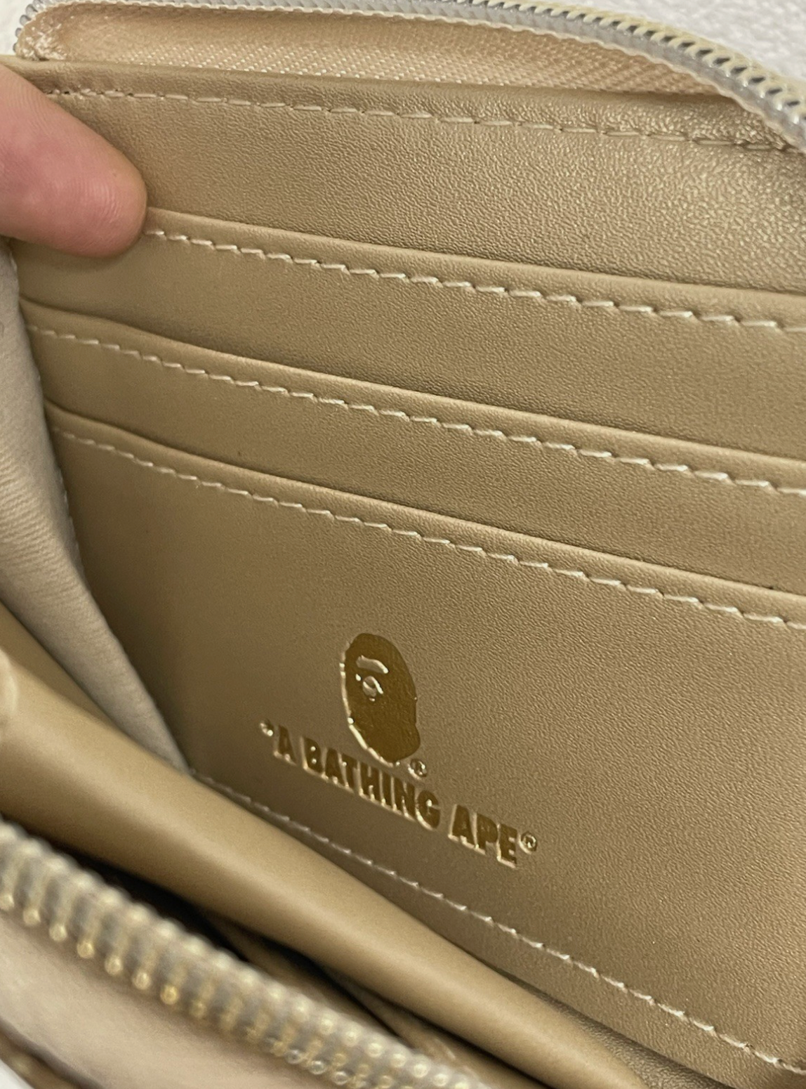 A Bathing Ape Bape Gold Snakeskin Bifold Wallet