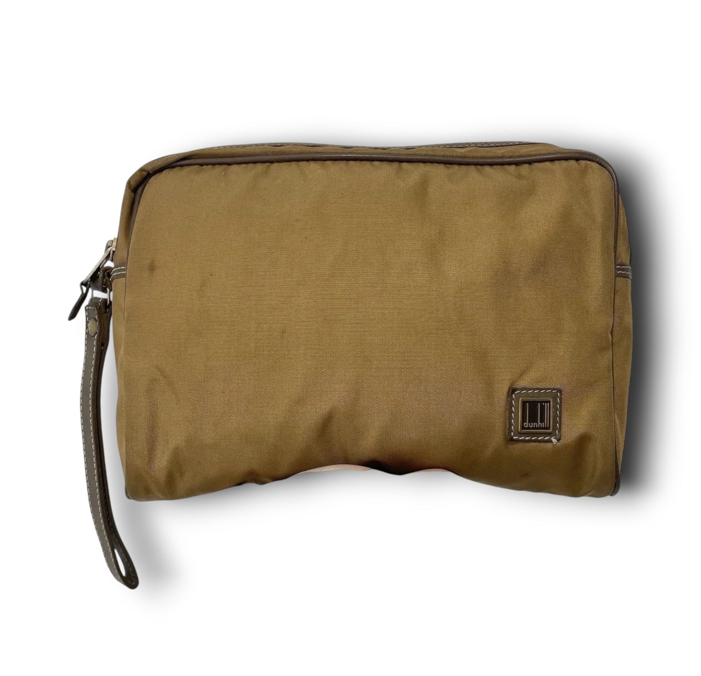 Dunhill Vanity Clutch Travel Accessory Toiletry Bag Brown Canvas Mens Vintage