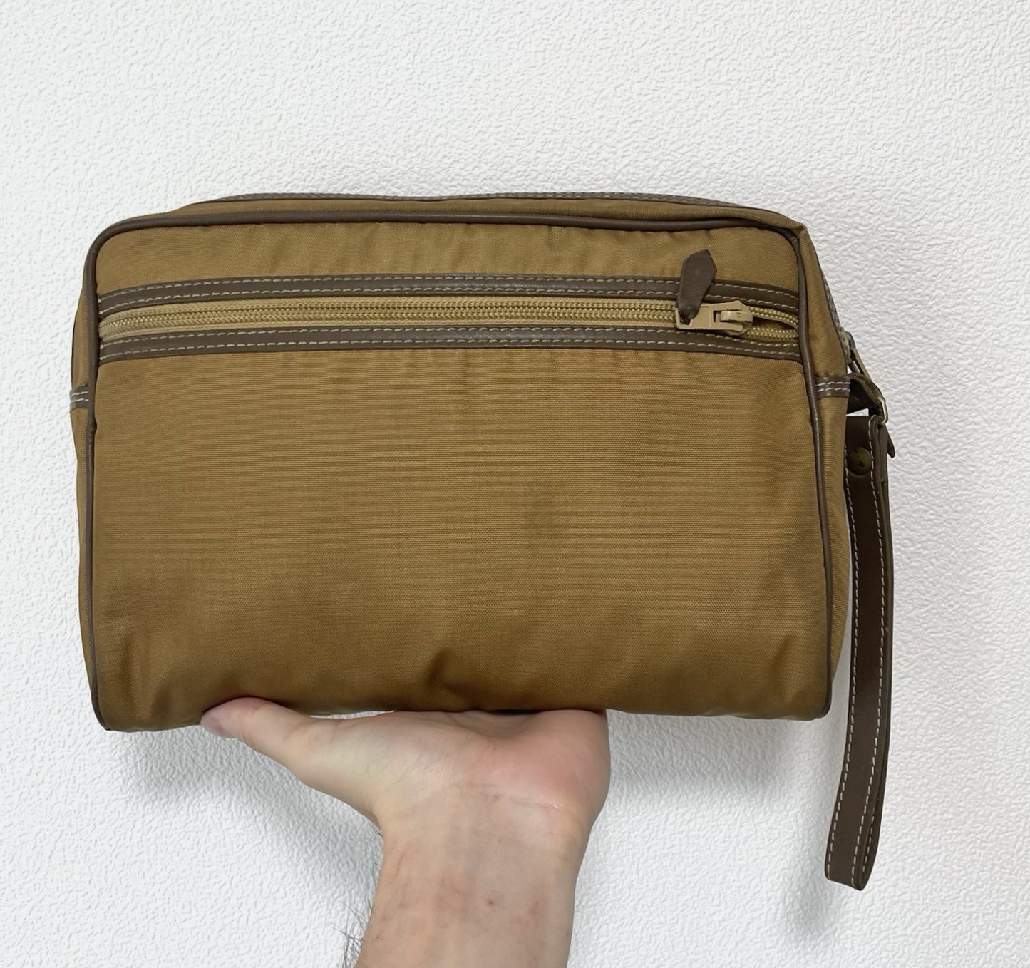 Dunhill Vanity Clutch Travel Accessory Toiletry Bag Brown Canvas Mens Vintage