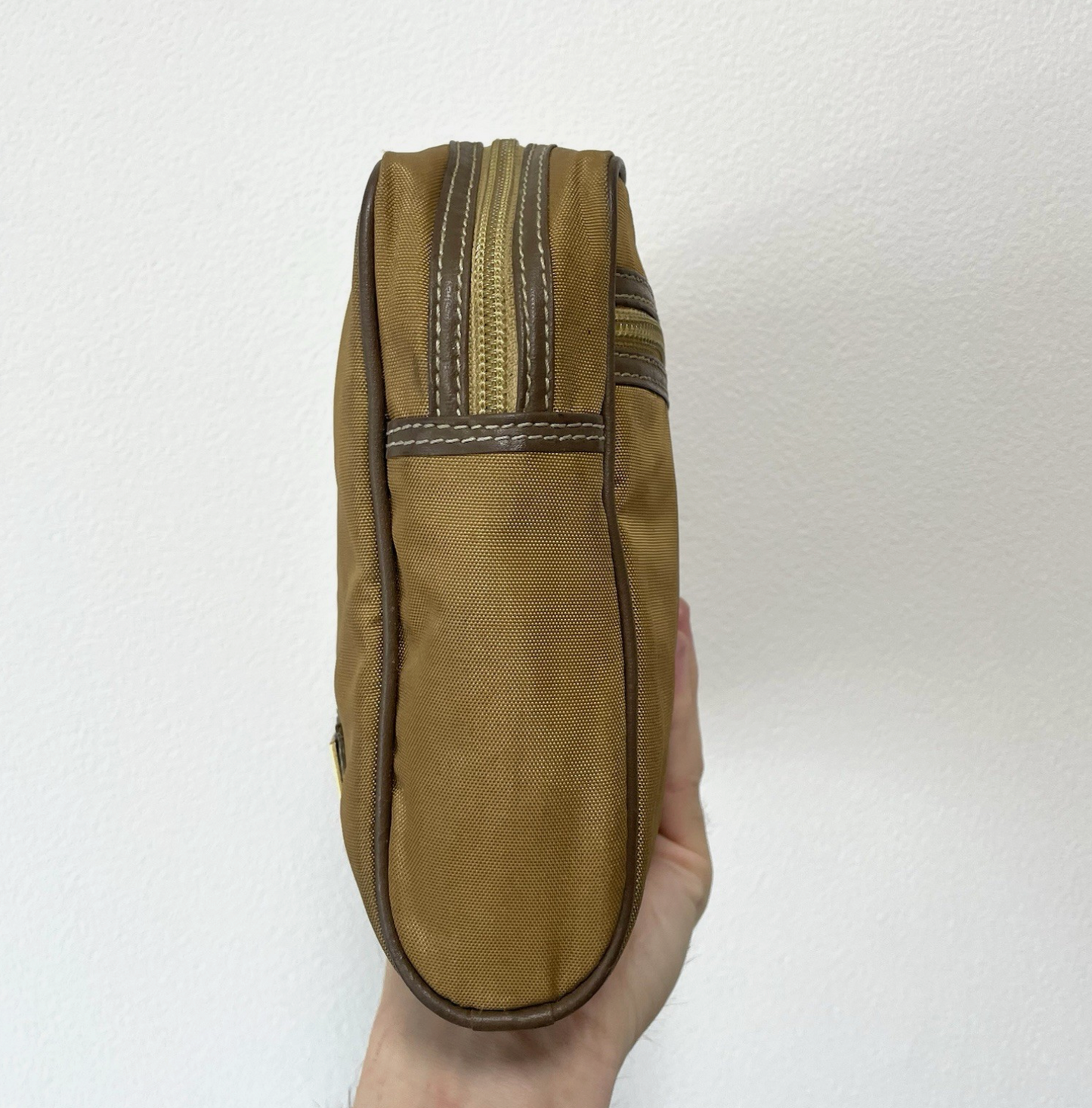 Dunhill Vanity Clutch Travel Accessory Toiletry Bag Brown Canvas Mens Vintage