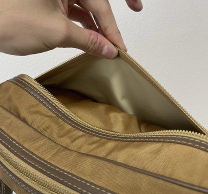 Dunhill Vanity Clutch Travel Accessory Toiletry Bag Brown Canvas Mens Vintage