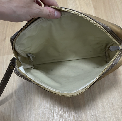 Dunhill Vanity Clutch Travel Accessory Toiletry Bag Brown Canvas Mens Vintage