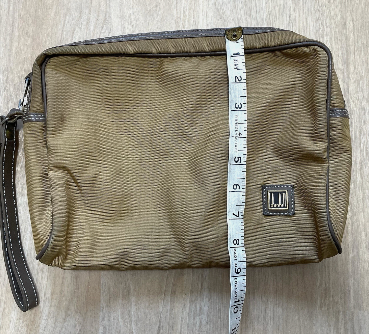 Dunhill Vanity Clutch Travel Accessory Toiletry Bag Brown Canvas Mens Vintage