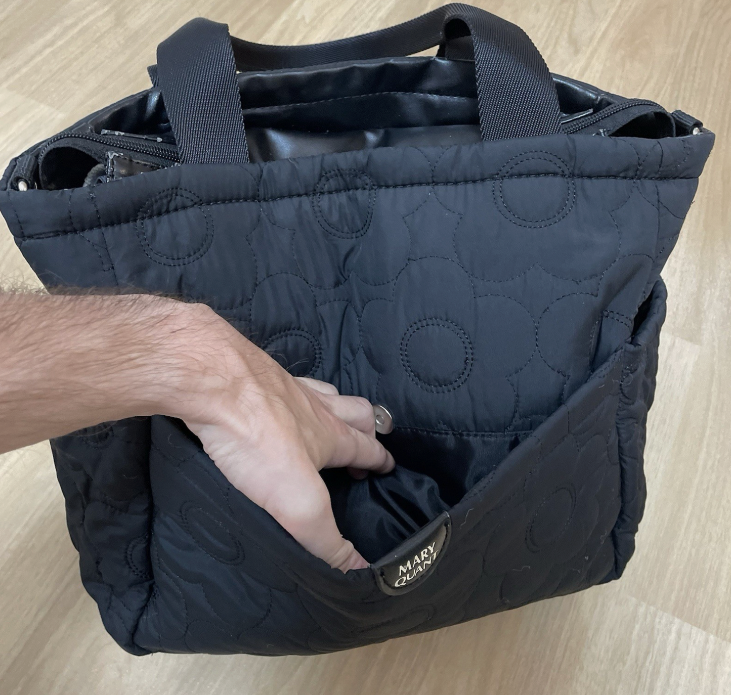 マリークワント 2WAYハンドバッグ ショルダーバッグ ブラック 刺繍フラワー ヴィンテージ Y2K 00年代