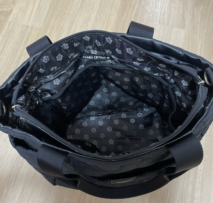 マリークワント 2WAYハンドバッグ ショルダーバッグ ブラック 刺繍フラワー ヴィンテージ Y2K 00年代