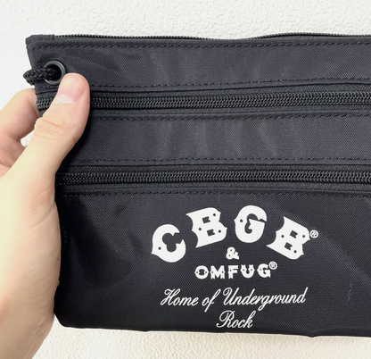 マンハッタンポーテージ CBGB &amp; OMFUG トリプルジッパーポーチバッグ サッチェル ブラック ナイロン NYC