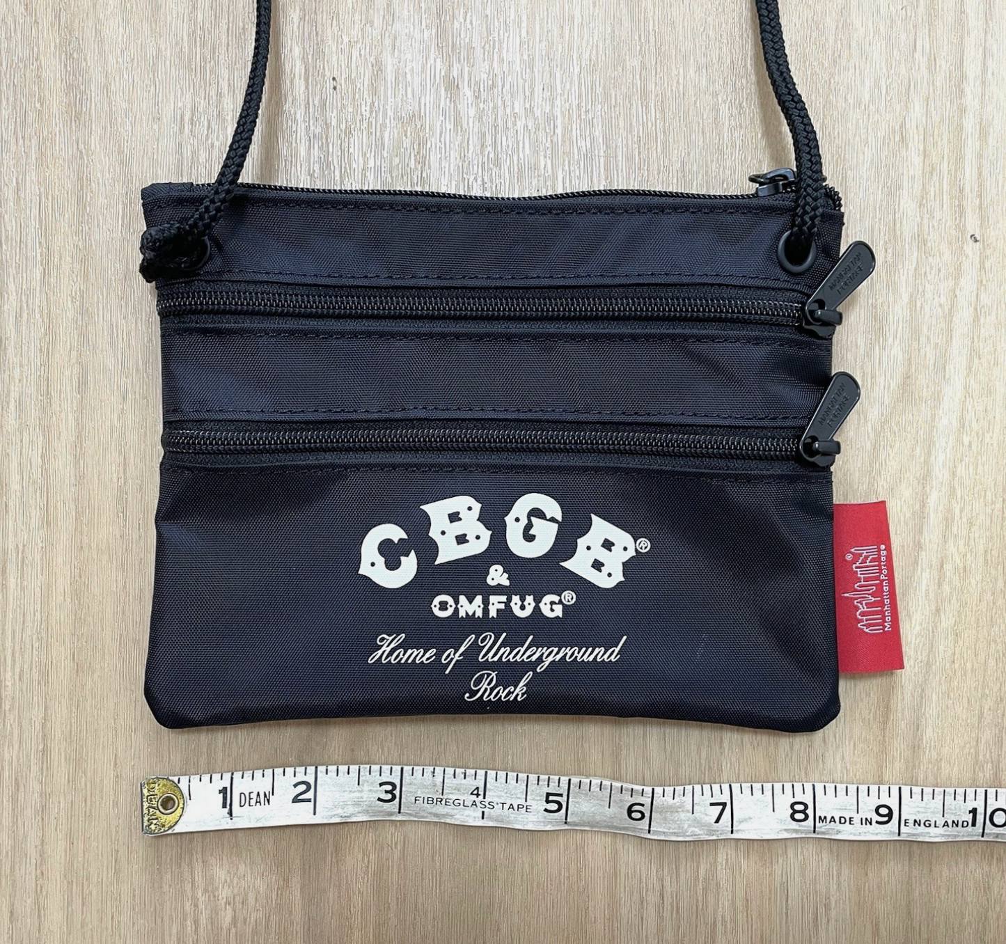 マンハッタンポーテージ CBGB &amp; OMFUG トリプルジッパーポーチバッグ サッチェル ブラック ナイロン NYC