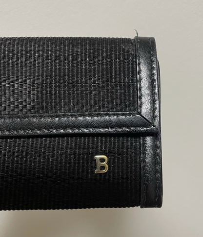 Bally Coin Case Small Black Leather Canvas Wallet