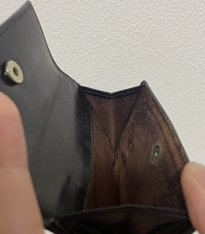 Bally Coin Case Small Black Leather Canvas Wallet