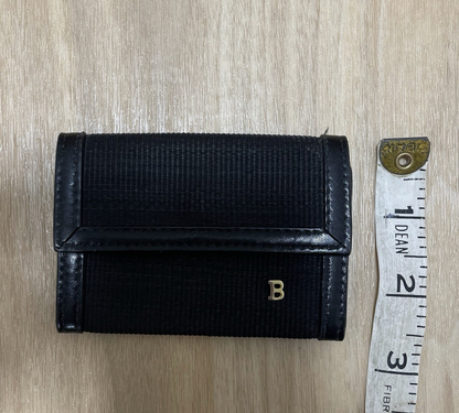 Bally Coin Case Small Black Leather Canvas Wallet