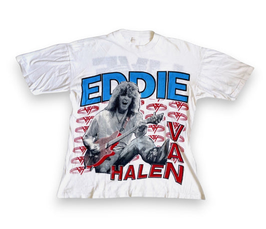 Eddie Van Halen Vintage 1986 White T-shirt AOP Mens L