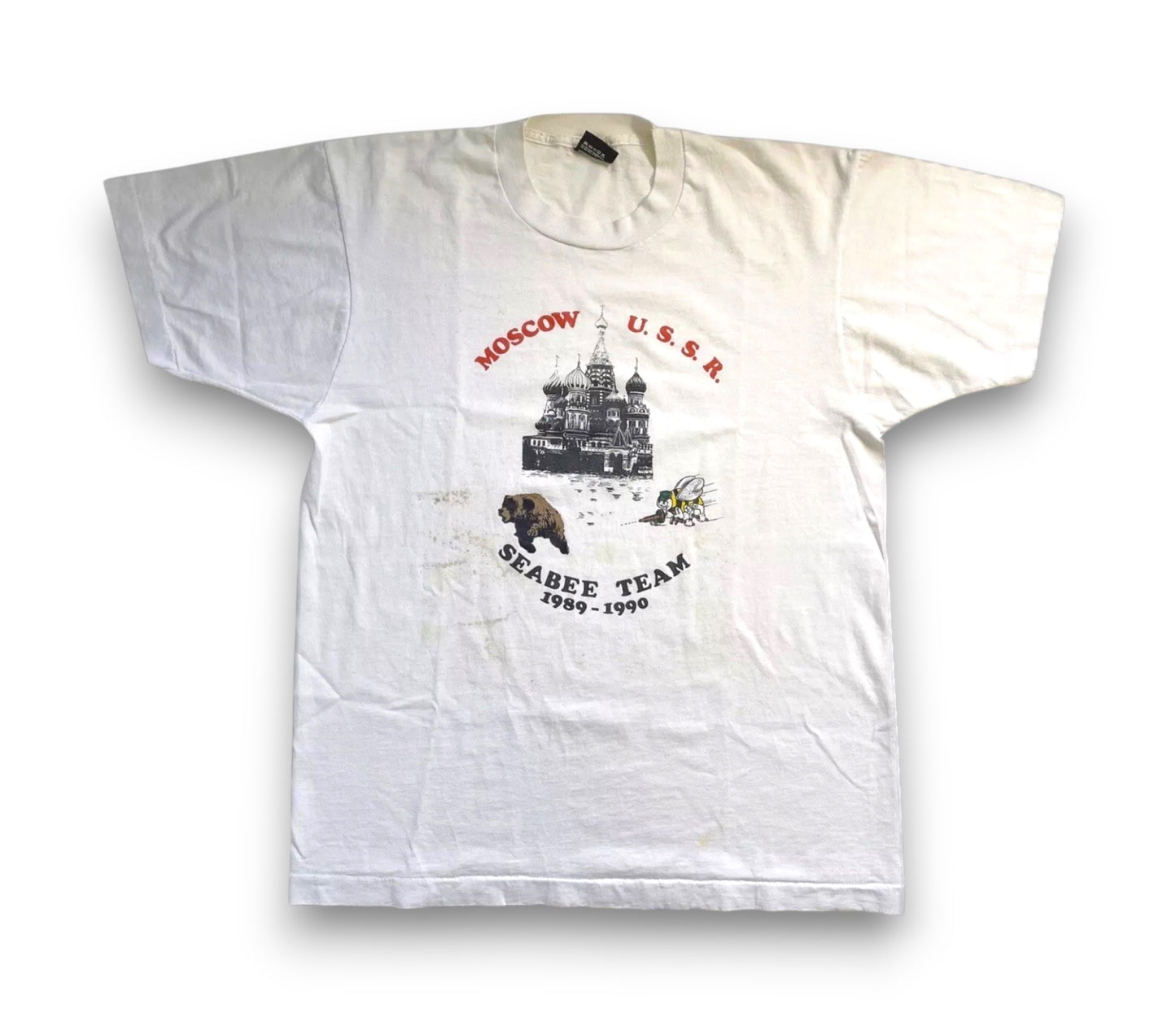 Moscow USSR Seabee Team Soviet Vintage T-shirt Mens L