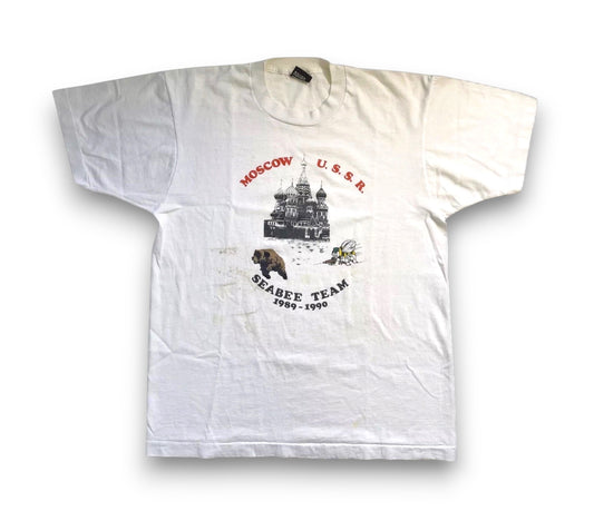 Moscow USSR Seabee Team Soviet Vintage T-shirt Mens L